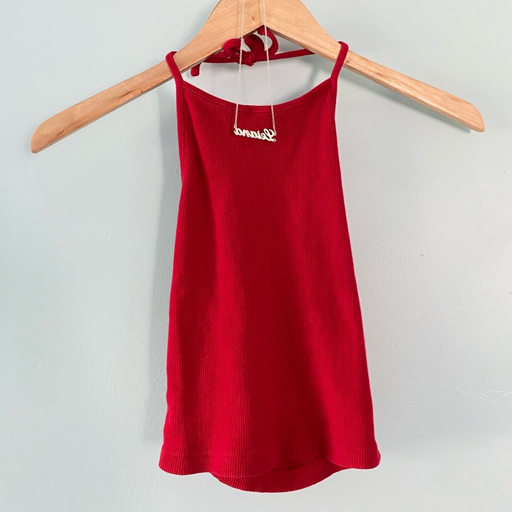 Cropped Red Halter Top